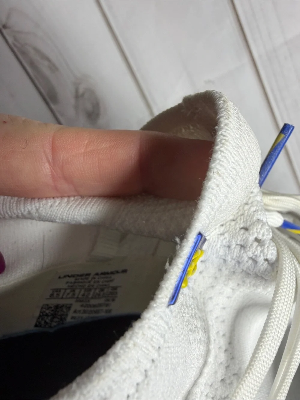 Collectable Under Armour Curry 5 Men's White Sneakers with Light Blue Accents